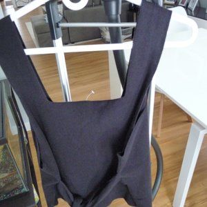 LOFT NEW black knit tank top wide straps side splits belt size XL
